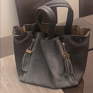 Leather and suede bucket bag from Browns